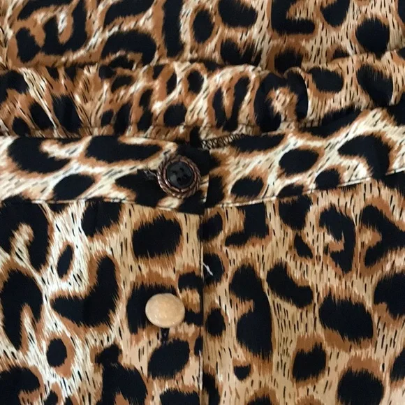 Vintage Voir animal leopard print soft flowy button down skirt elastic w… - Picture 8 of 10